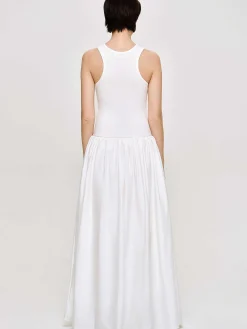 Source Unknown Robes-Robe Debardeur Amal Taille Basse Racer, Blanc