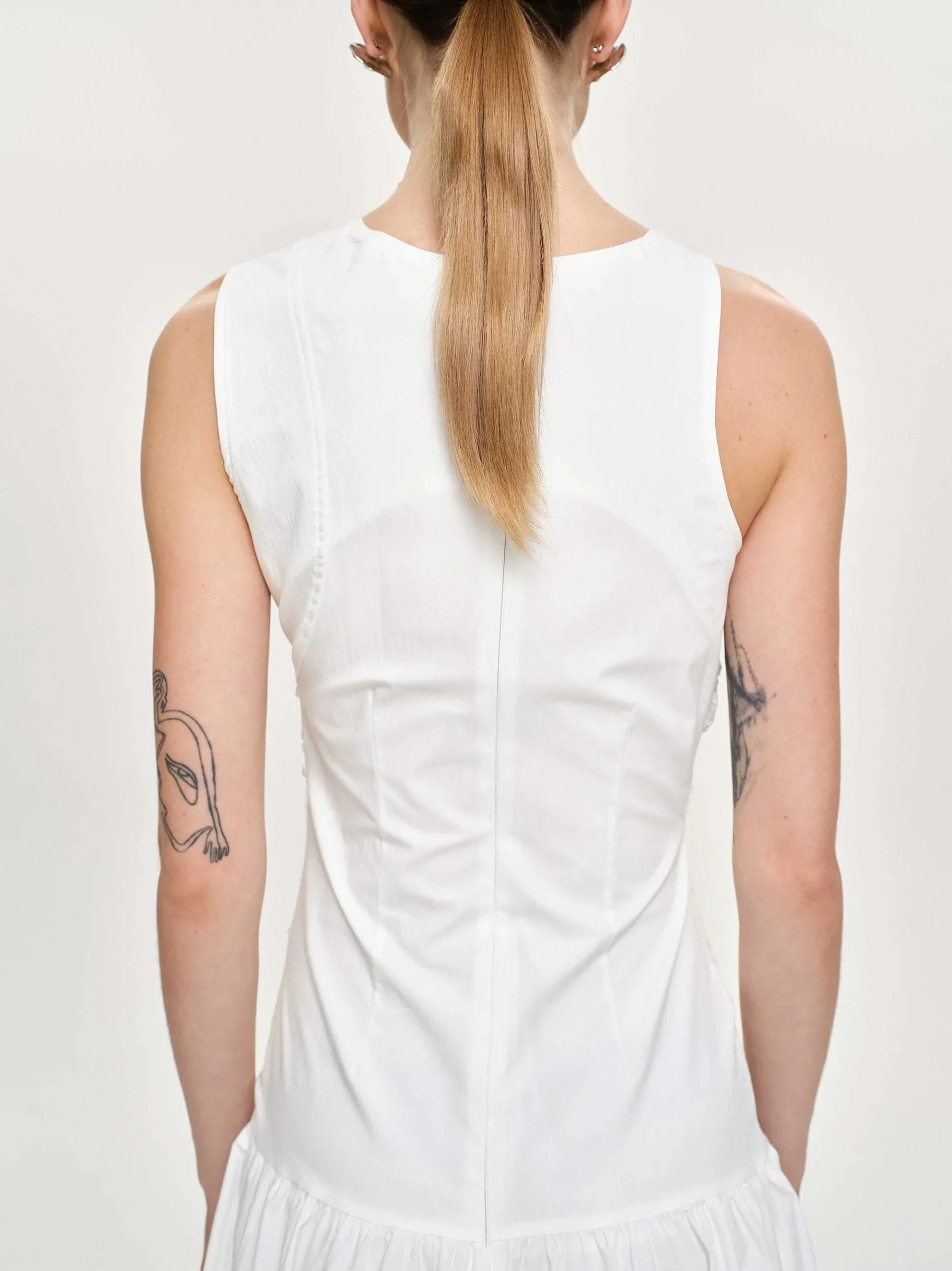 Source Unknown Accessoires-Robe Froncee A Taille Basse, Blanc Casse