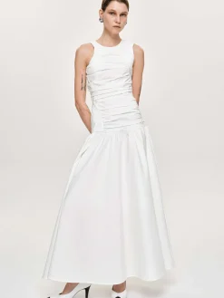 Source Unknown Accessoires-Robe Froncee A Taille Basse, Blanc Casse