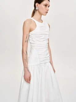 Source Unknown Accessoires-Robe Froncee A Taille Basse, Blanc Casse
