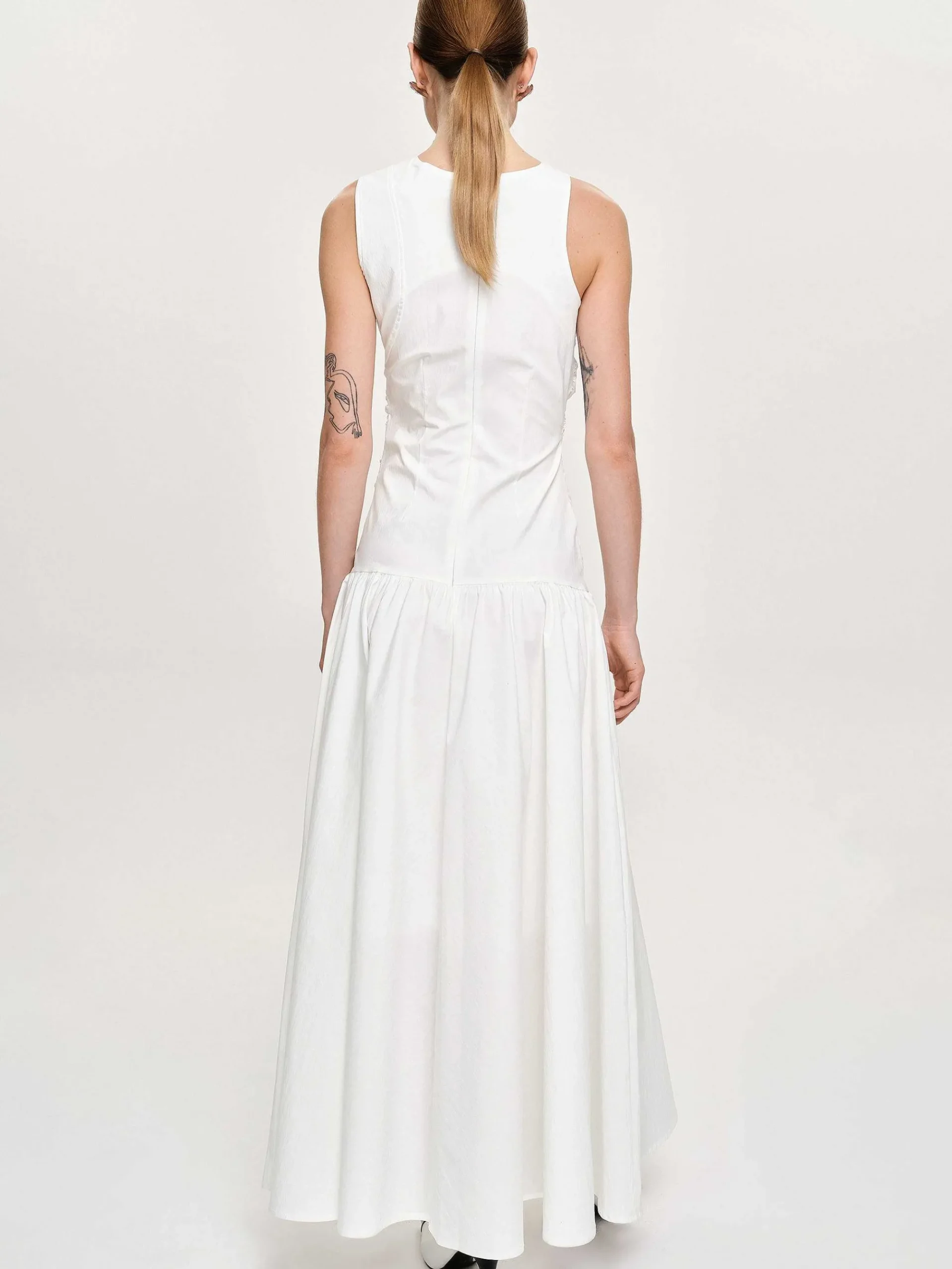 Source Unknown Accessoires-Robe Froncee A Taille Basse, Blanc Casse