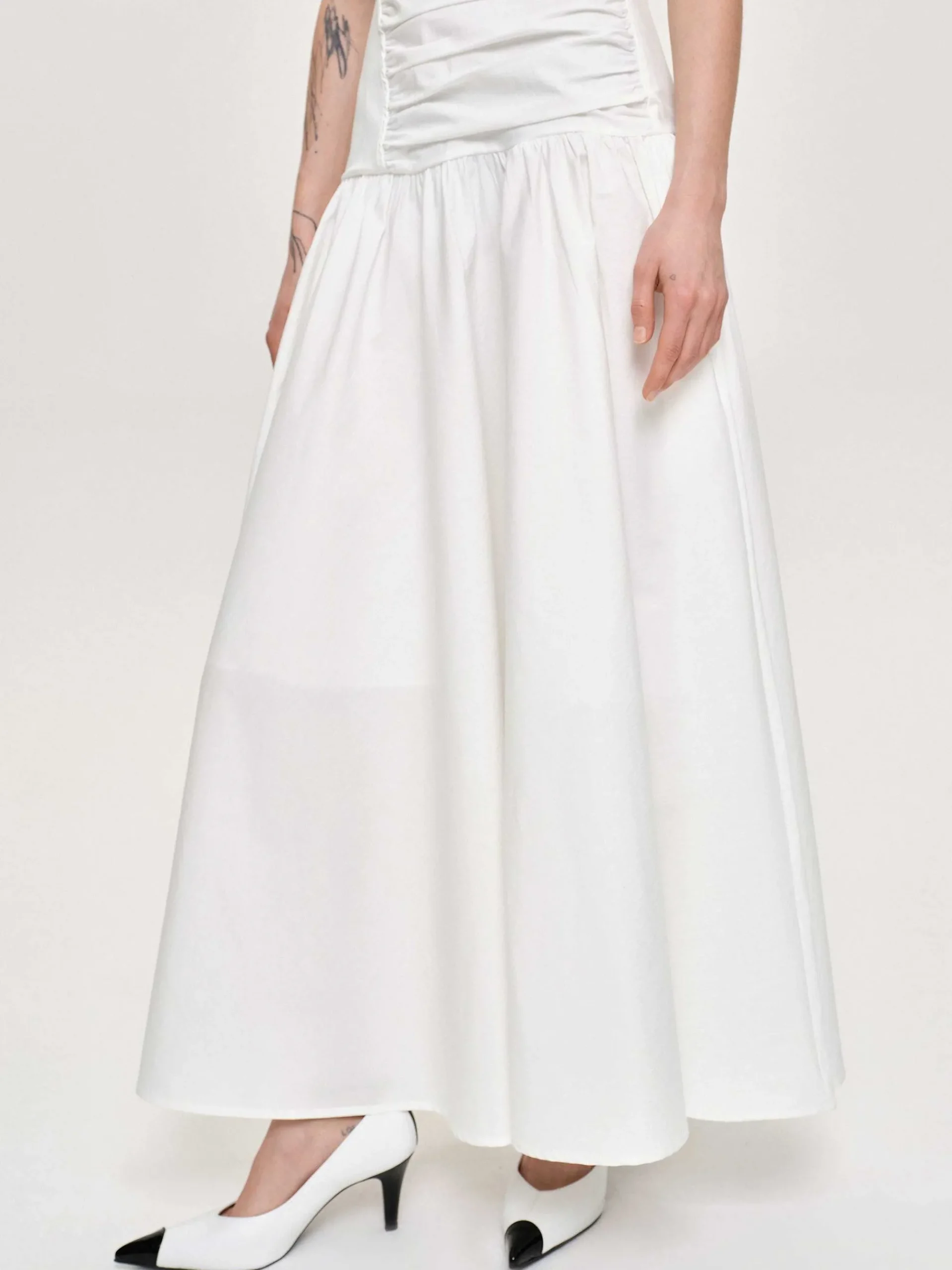Source Unknown Accessoires-Robe Froncee A Taille Basse, Blanc Casse