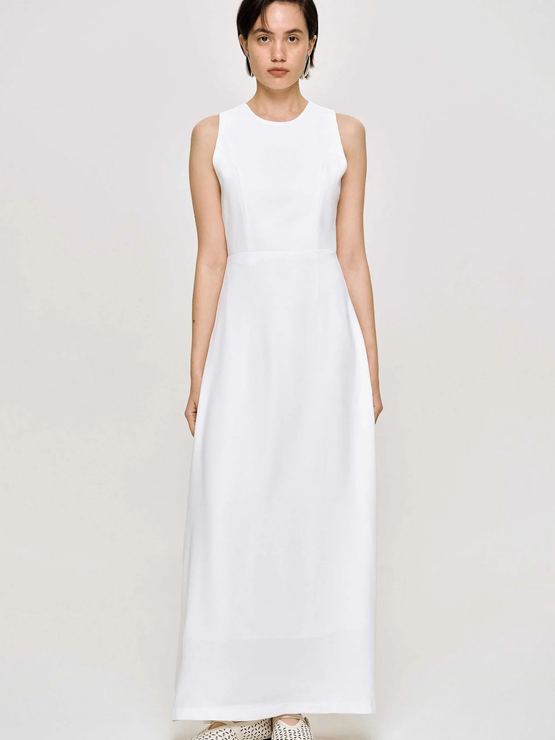 Source Unknown Robes-Robe Longue Ajustee, Blanc