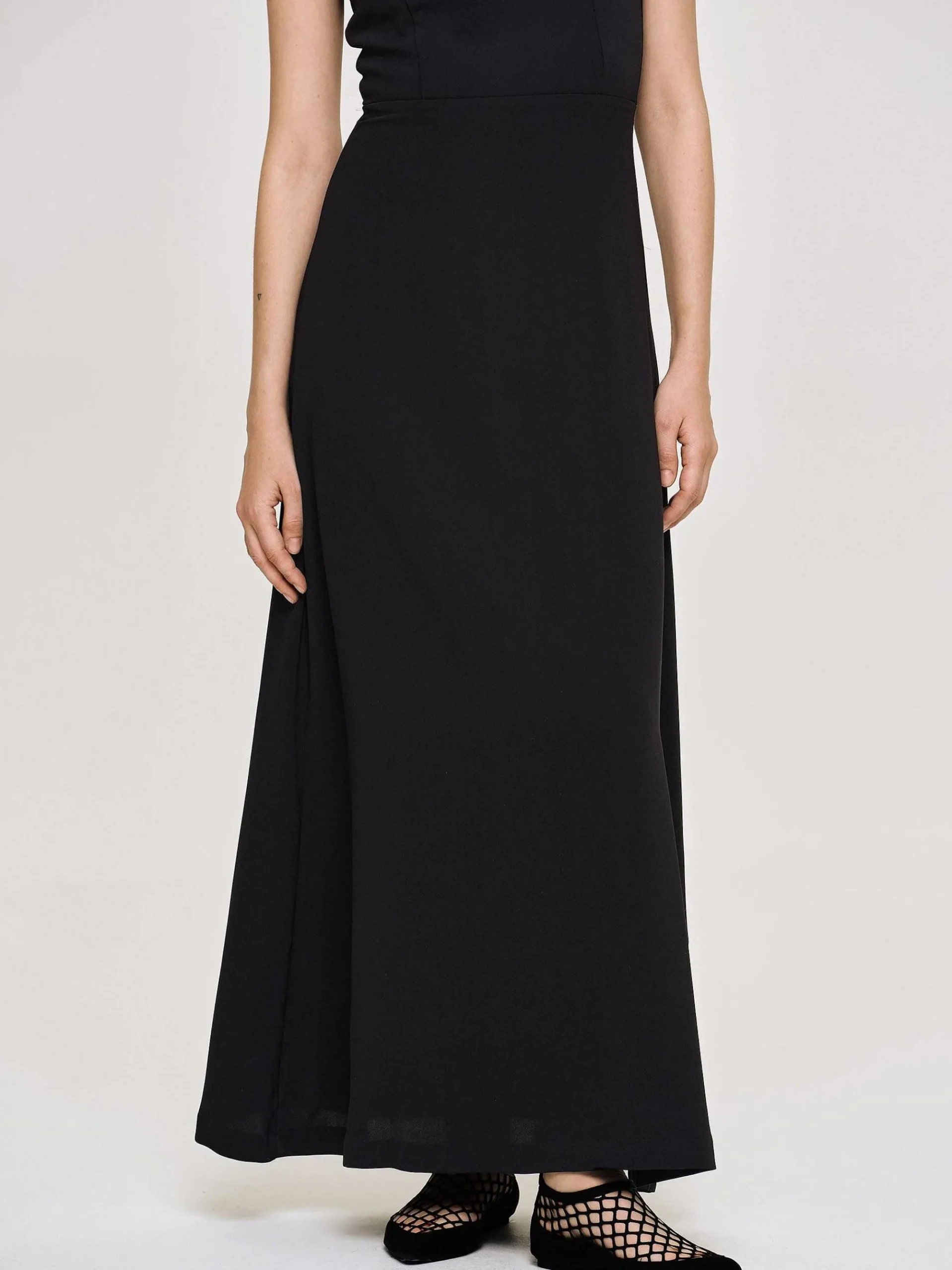 Source Unknown Robes-Robe Longue Ajustee, Noir