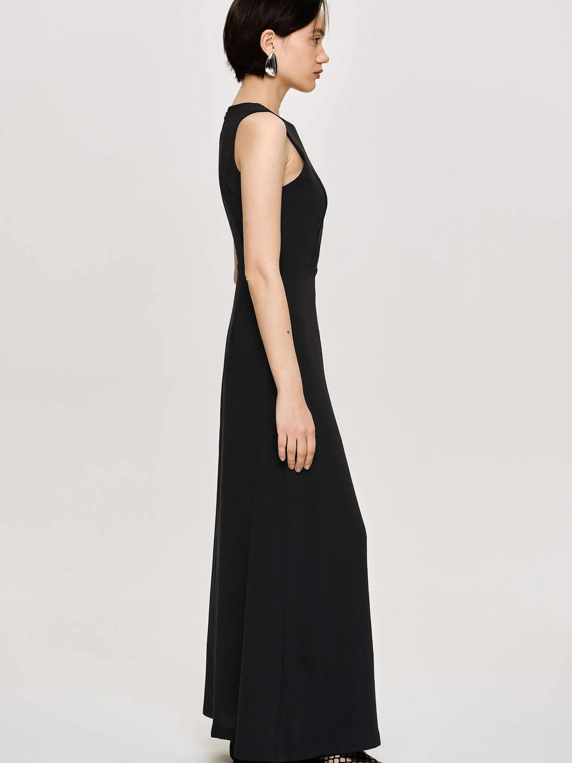 Source Unknown Robes-Robe Longue Ajustee, Noir