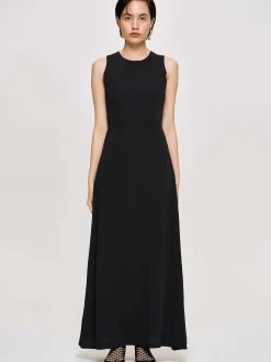Source Unknown Vêtements-Robe Longue Ajustee, Noir