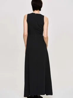 Source Unknown Vêtements-Robe Longue Ajustee, Noir