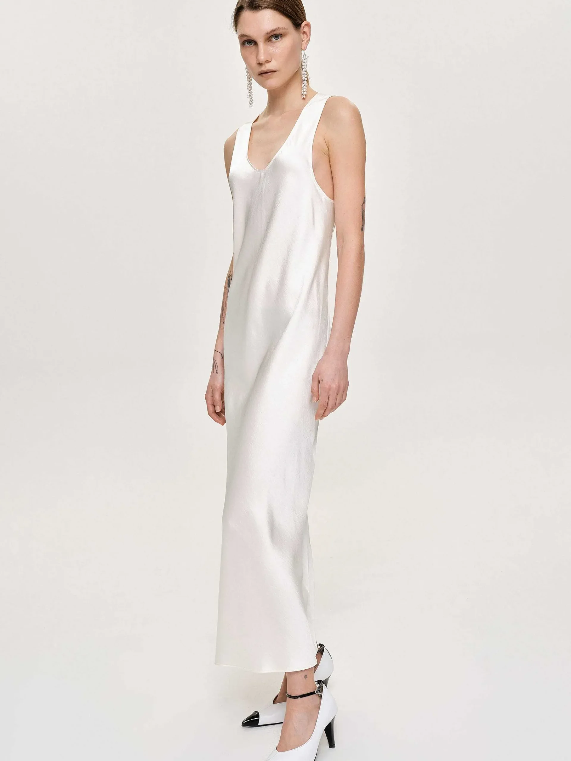 Source Unknown Accessoires-Robe Longue En Satin, Perle