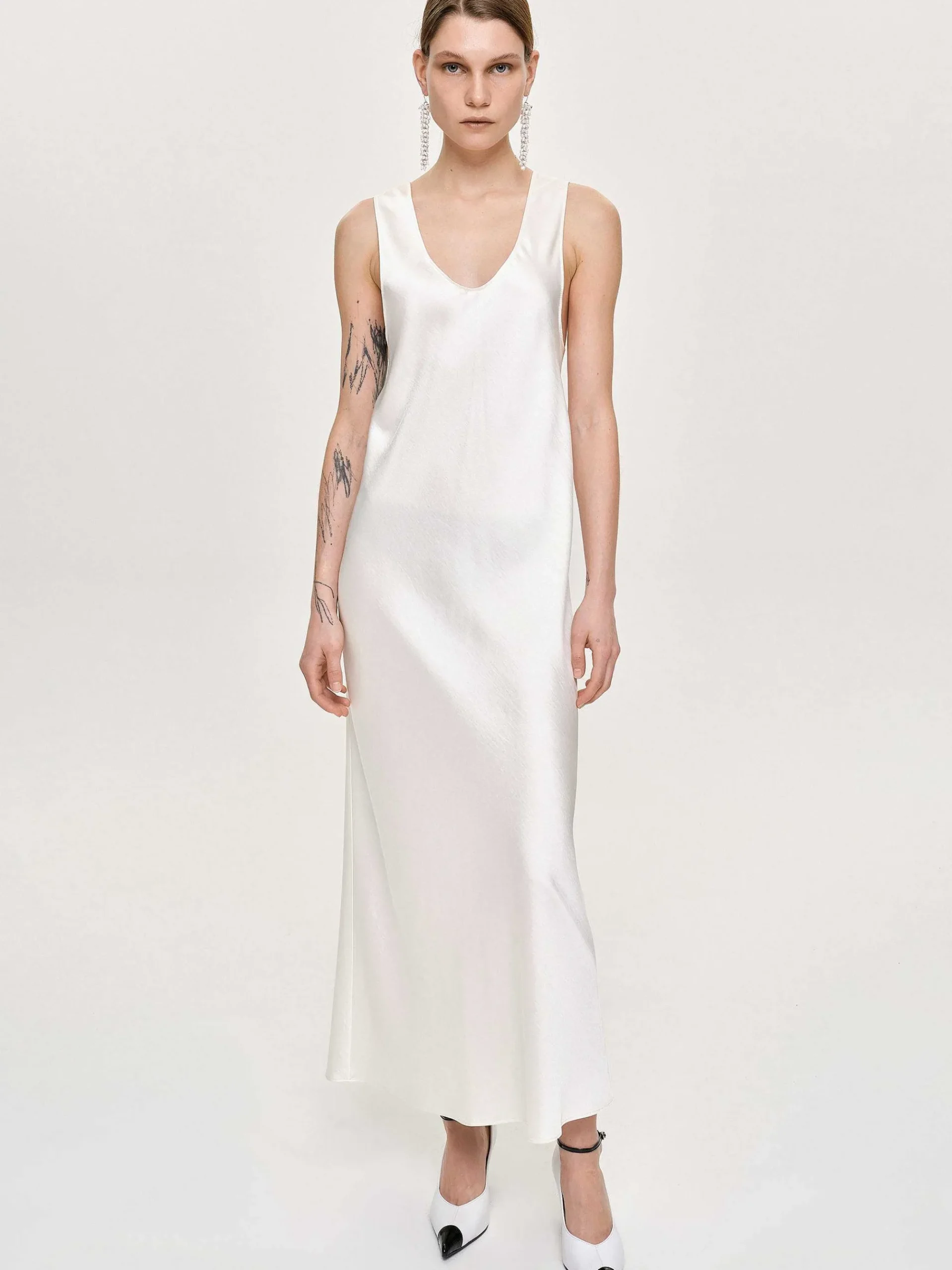 Source Unknown Accessoires-Robe Longue En Satin, Perle