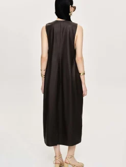 Source Unknown Robes-Robe Longue En Similicuir Adua, Chocolat