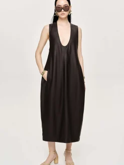 Source Unknown Robes-Robe Longue En Similicuir Adua, Chocolat