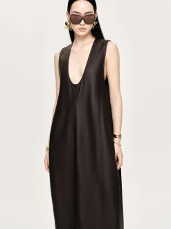 Source Unknown Robes-Robe Longue En Similicuir Adua, Chocolat