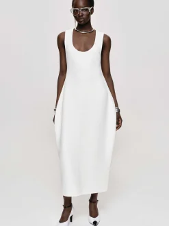 Source Unknown Vêtements-Robe Mi-Longue Adua Vase, Blanc