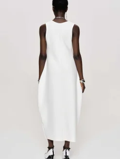 Source Unknown Robes-Robe Mi-Longue Adua Vase, Blanc