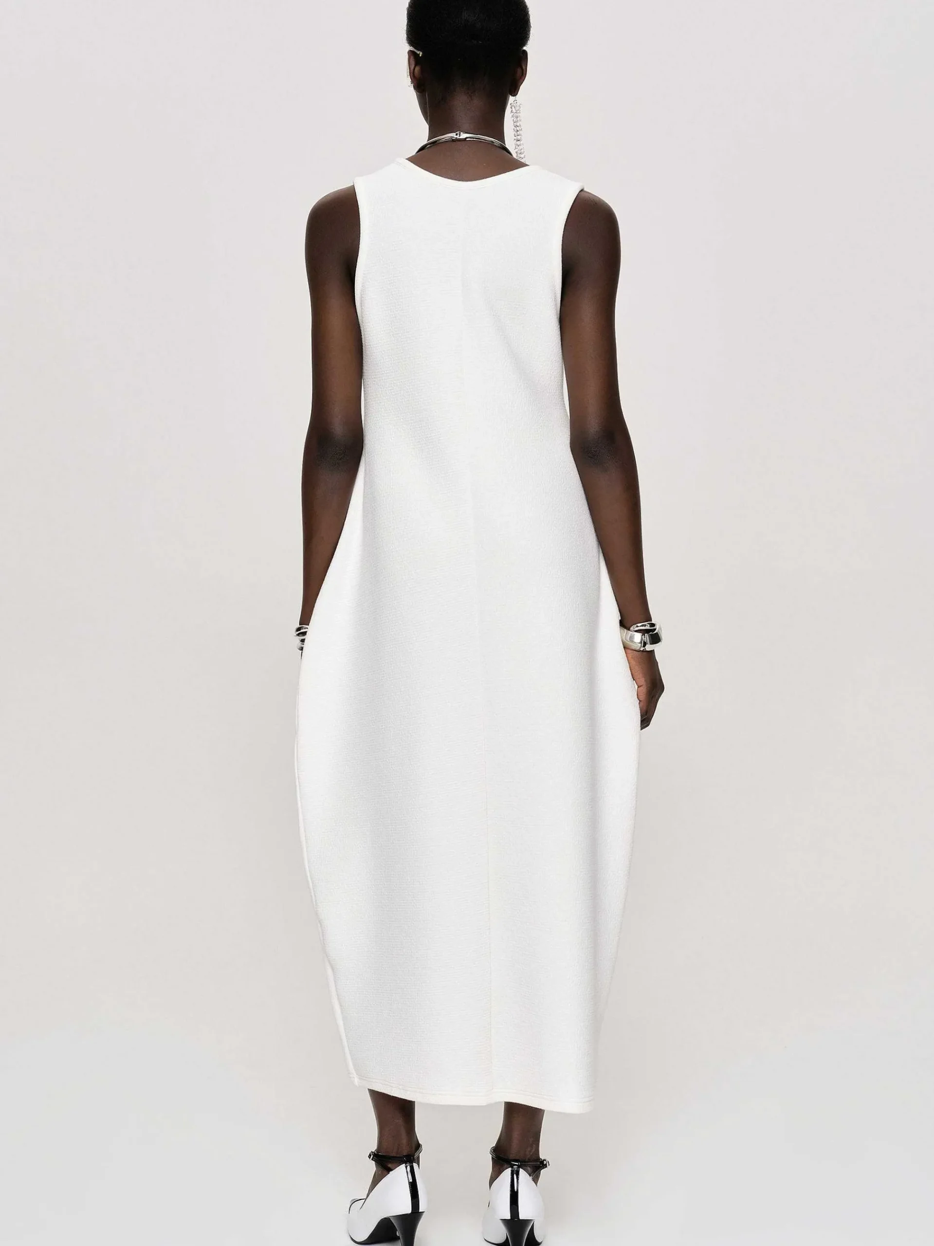 Source Unknown Robes-Robe Mi-Longue Adua Vase, Blanc