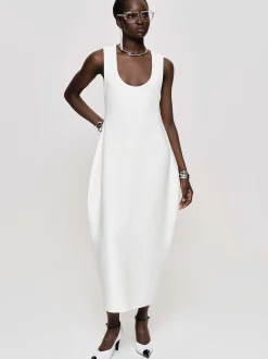 Source Unknown Robes-Robe Mi-Longue Adua Vase, Blanc