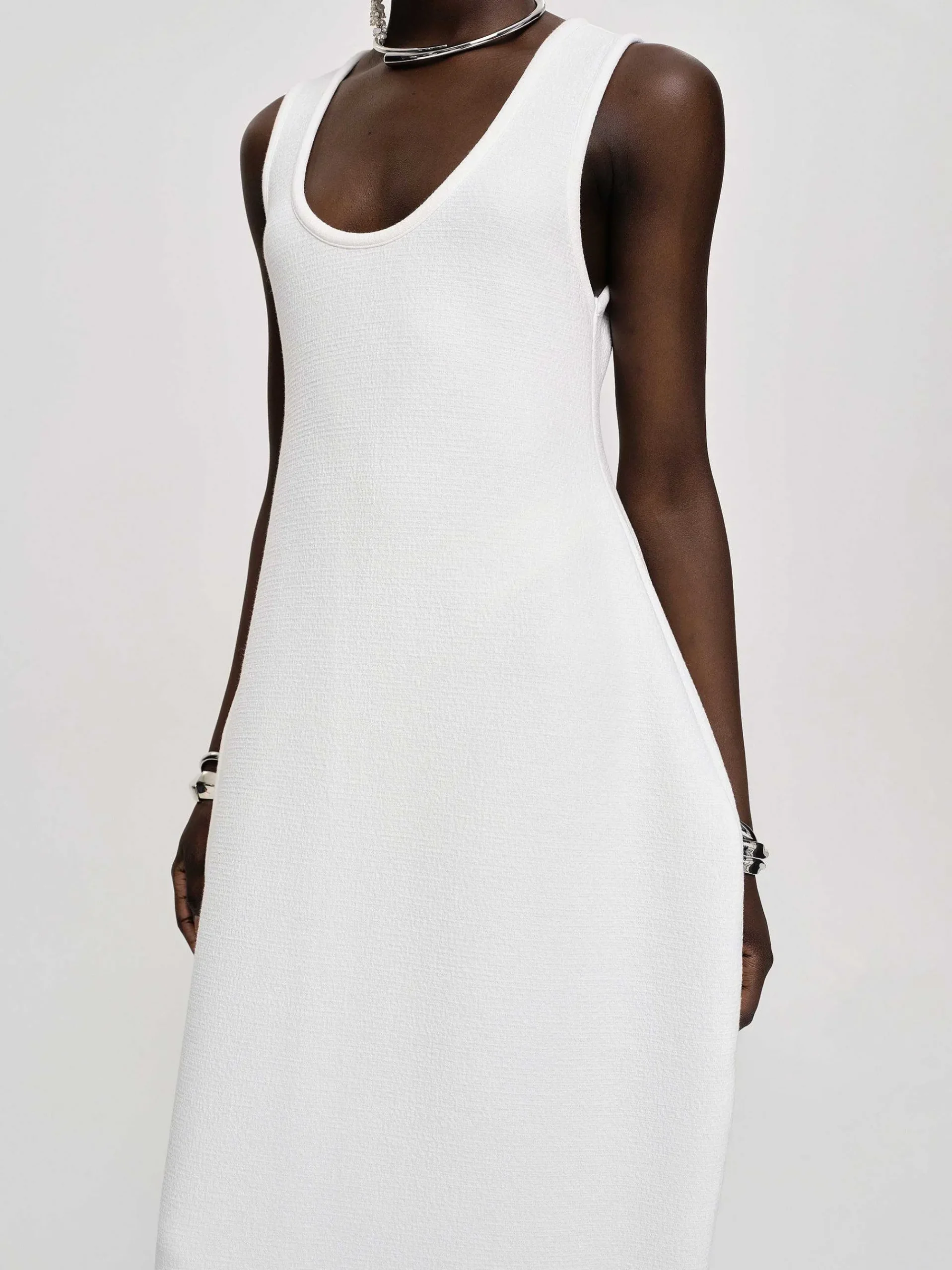 Source Unknown Robes-Robe Mi-Longue Adua Vase, Blanc