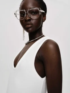 Source Unknown Robes-Robe Mi-Longue Adua Vase, Blanc