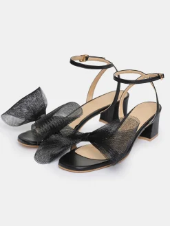 Source Unknown Chaussures Et Sacs-Sandales A Noeud En Tulle Apogeo, Noir