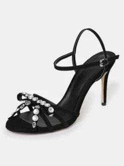 Source Unknown Chaussures Et Sacs-Sandales A Talons Bijoux A Bout Ouvert Micol, Noir