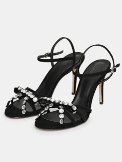 Source Unknown Chaussures Et Sacs-Sandales A Talons Bijoux A Bout Ouvert Micol, Noir