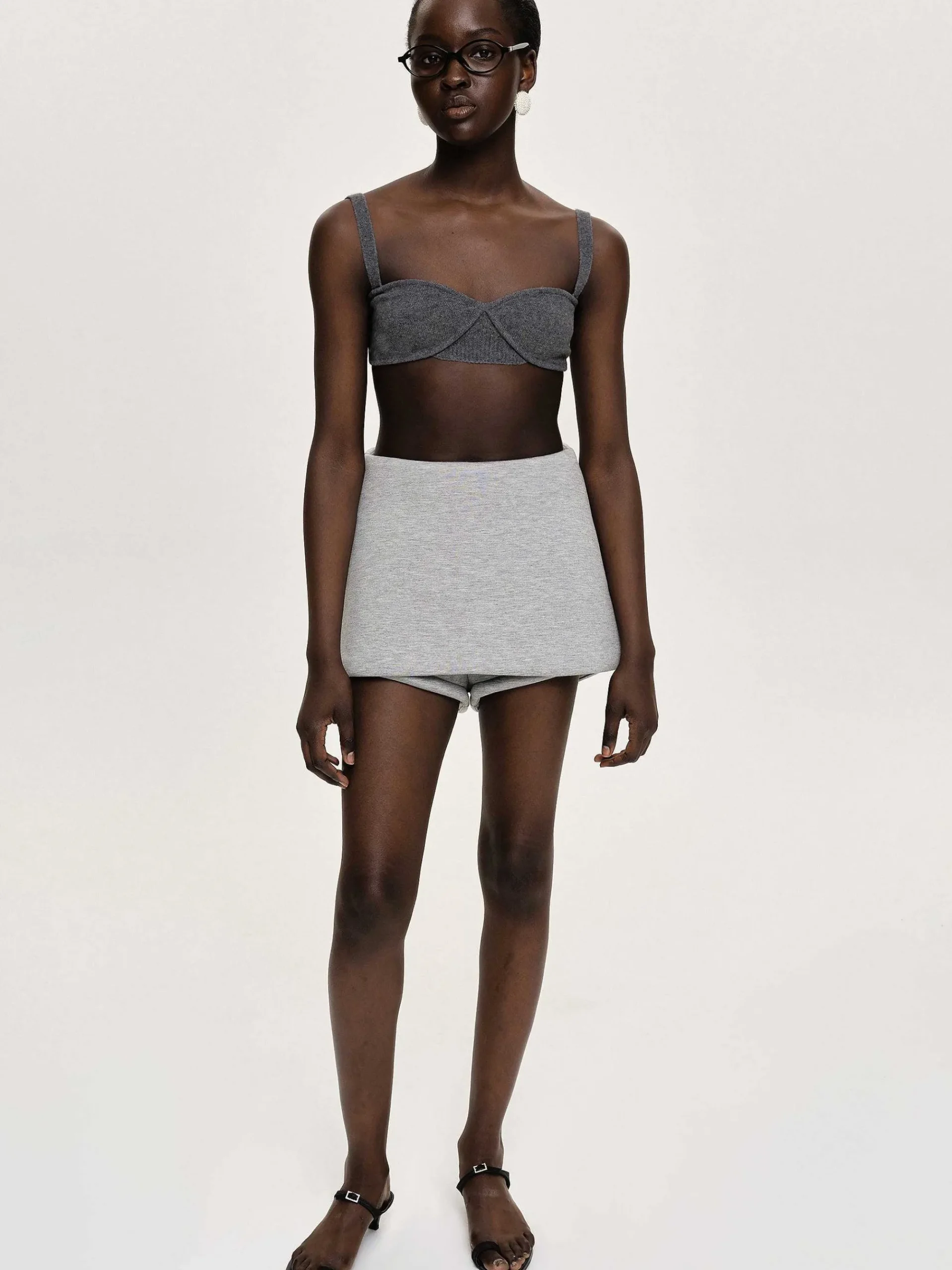 Source Unknown Bas-Segura Sweat Mini Jupes-Shorts, Gainsboro Melange