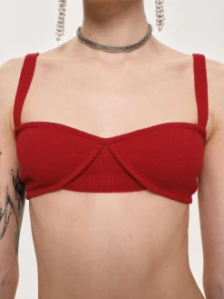Source Unknown Vêtements-Soutien-Gorge En Tricot Cotele, Rouge