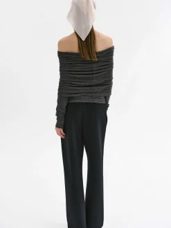 Source Unknown Accessoires-Tricot A Epaules Denudees Tova, Melange Gris Fonce