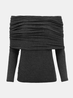 Source Unknown Accessoires-Tricot A Epaules Denudees Tova, Melange Gris Fonce