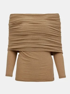 Source Unknown Accessoires-Tricot A Epaules Denudees Tova, Marron Nu