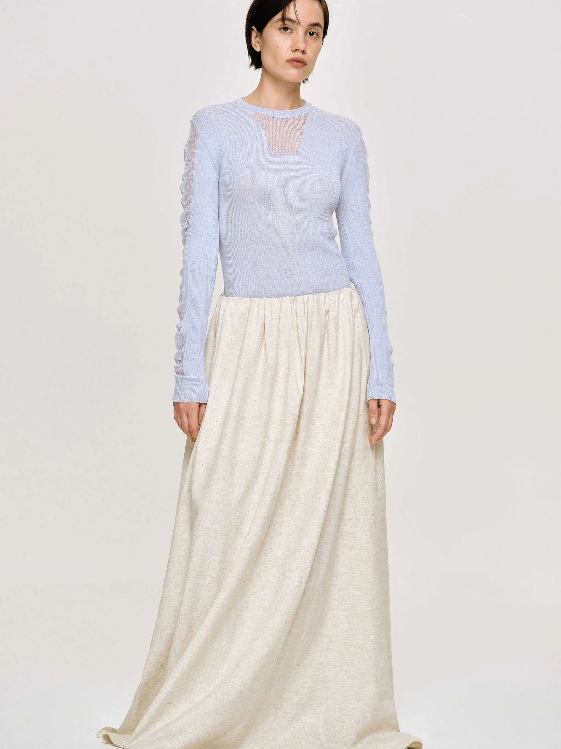 Source Unknown Tricots-Tricot A Manches Transparentes, Bleu Ciel