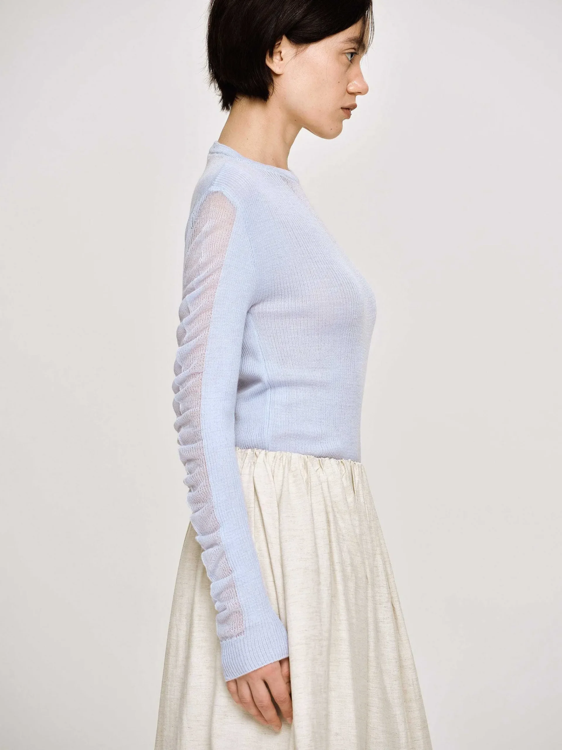 Source Unknown Tricots-Tricot A Manches Transparentes, Bleu Ciel