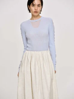 Source Unknown Tricots-Tricot A Manches Transparentes, Bleu Ciel