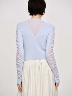 Source Unknown Tricots-Tricot A Manches Transparentes, Bleu Ciel