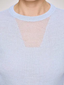 Source Unknown Tricots-Tricot A Manches Transparentes, Bleu Ciel