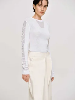 Source Unknown Vêtements-Tricot A Manches Transparentes, Blanc