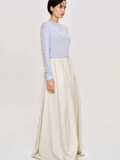 Source Unknown Vêtements-Tricot A Manches Transparentes, Bleu Ciel