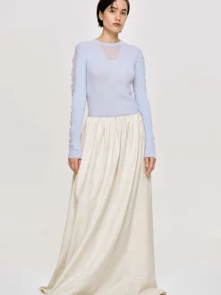 Source Unknown Vêtements-Tricot A Manches Transparentes, Bleu Ciel