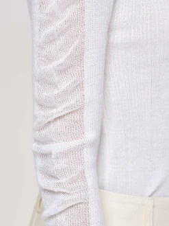 Source Unknown Tricots-Tricot A Manches Transparentes, Blanc