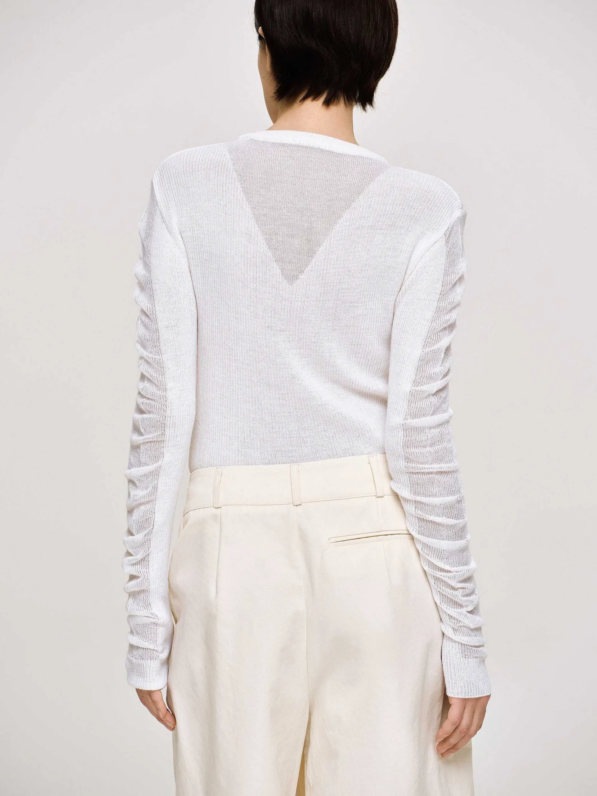 Source Unknown Tricots-Tricot A Manches Transparentes, Blanc