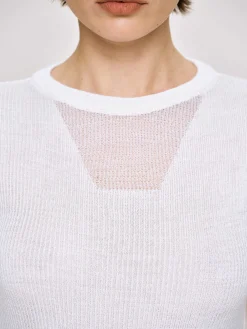 Source Unknown Tricots-Tricot A Manches Transparentes, Blanc