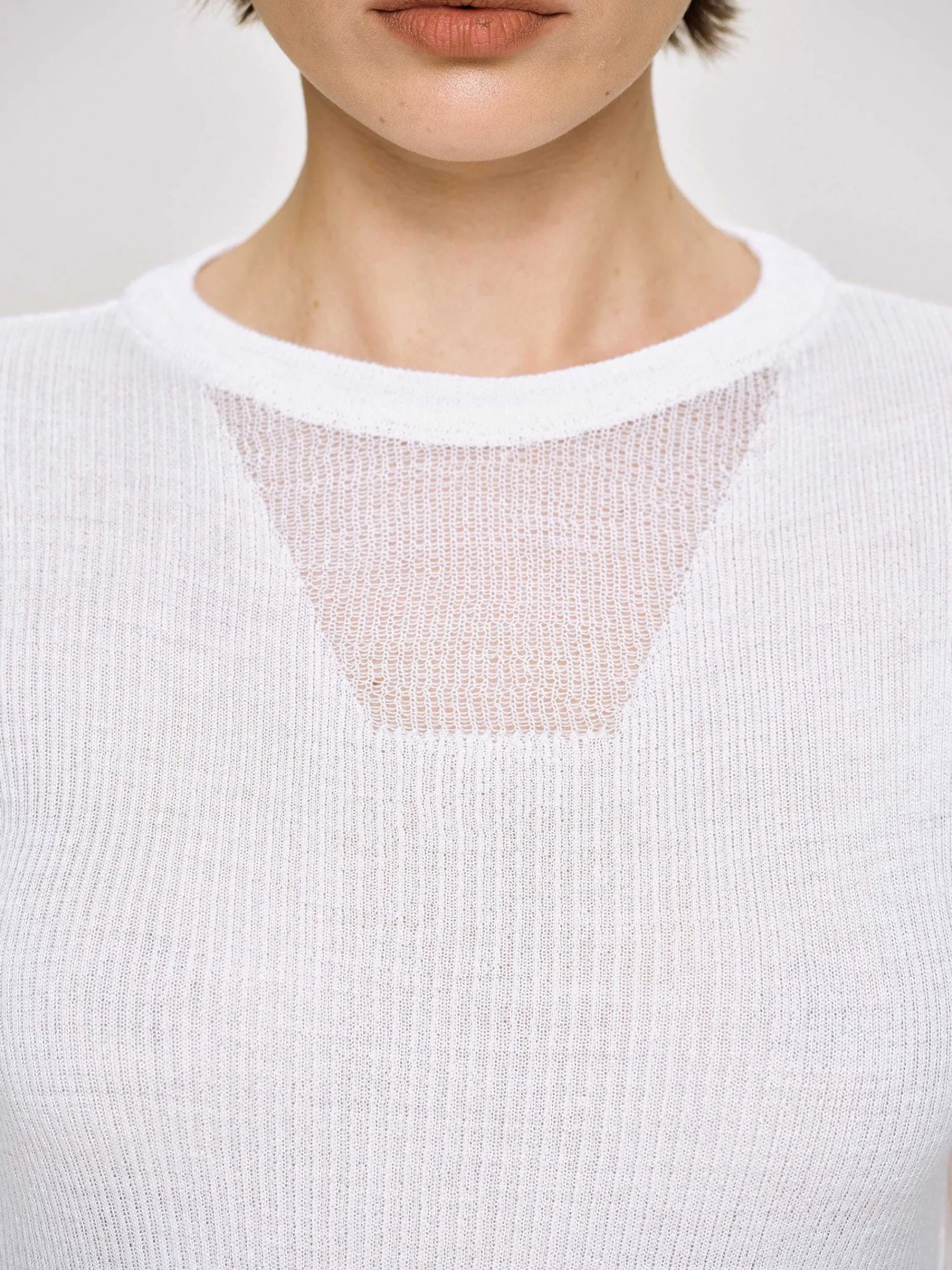 Source Unknown Tricots-Tricot A Manches Transparentes, Blanc