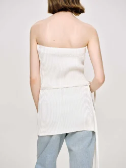 Source Unknown Tricots-Tricot Cotele Long Fendu, Blanc