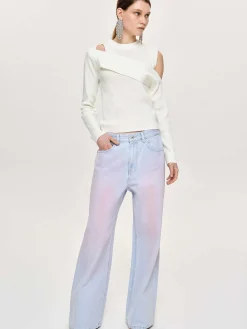 Source Unknown Tricots-Tricot Drape Decoupe, Blanc