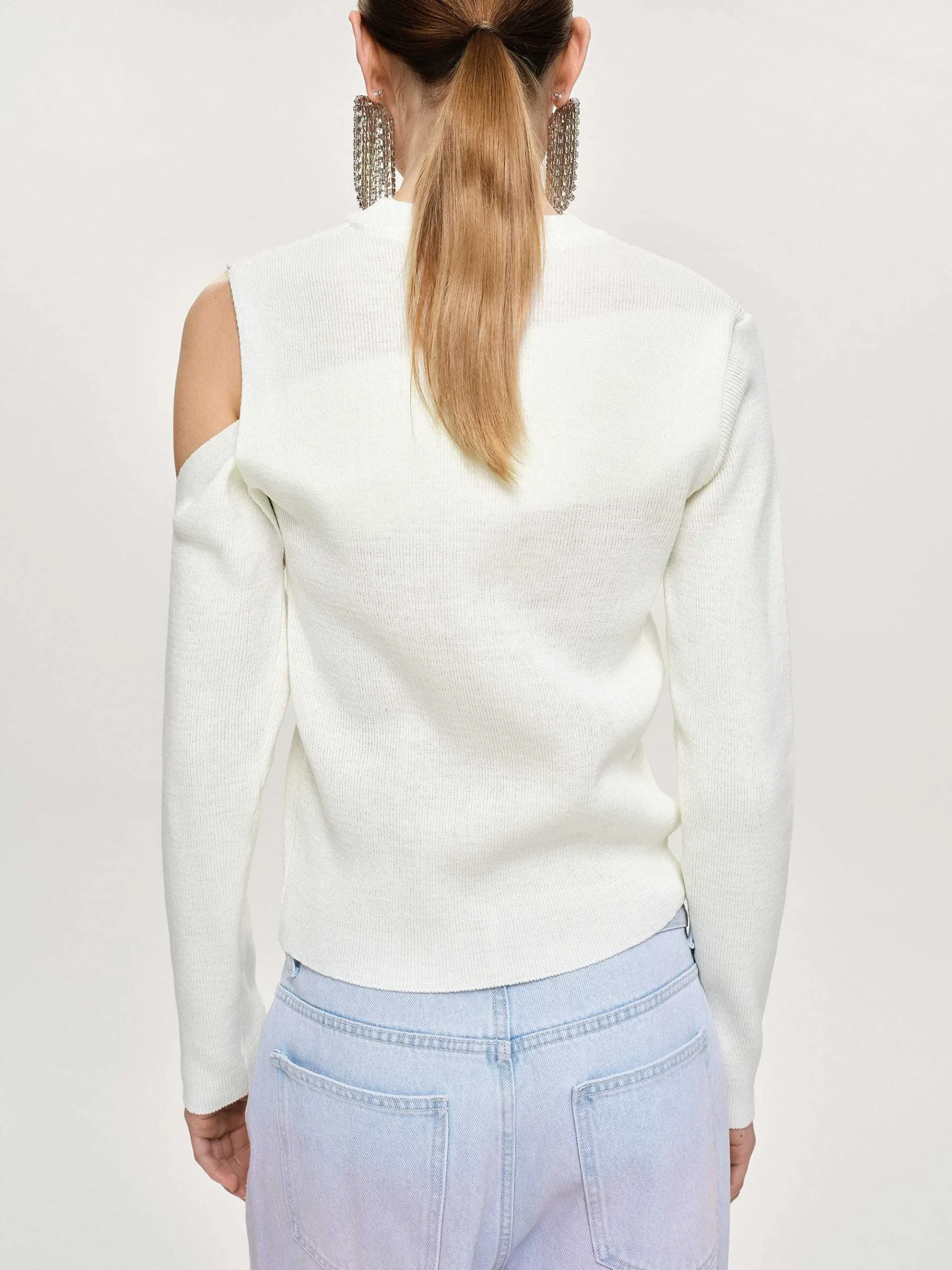 Source Unknown Tricots-Tricot Drape Decoupe, Blanc