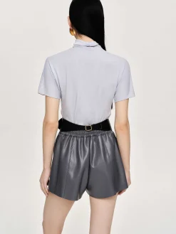Source Unknown Hauts-T-Shirt A Col Croise Daye, Gris Brume