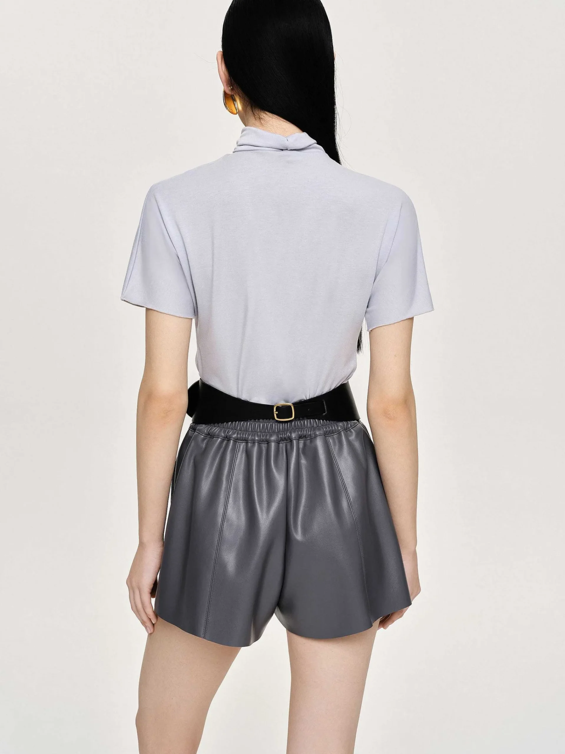 Source Unknown Hauts-T-Shirt A Col Croise Daye, Gris Brume