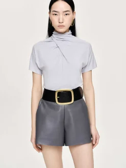 Source Unknown Hauts-T-Shirt A Col Croise Daye, Gris Brume