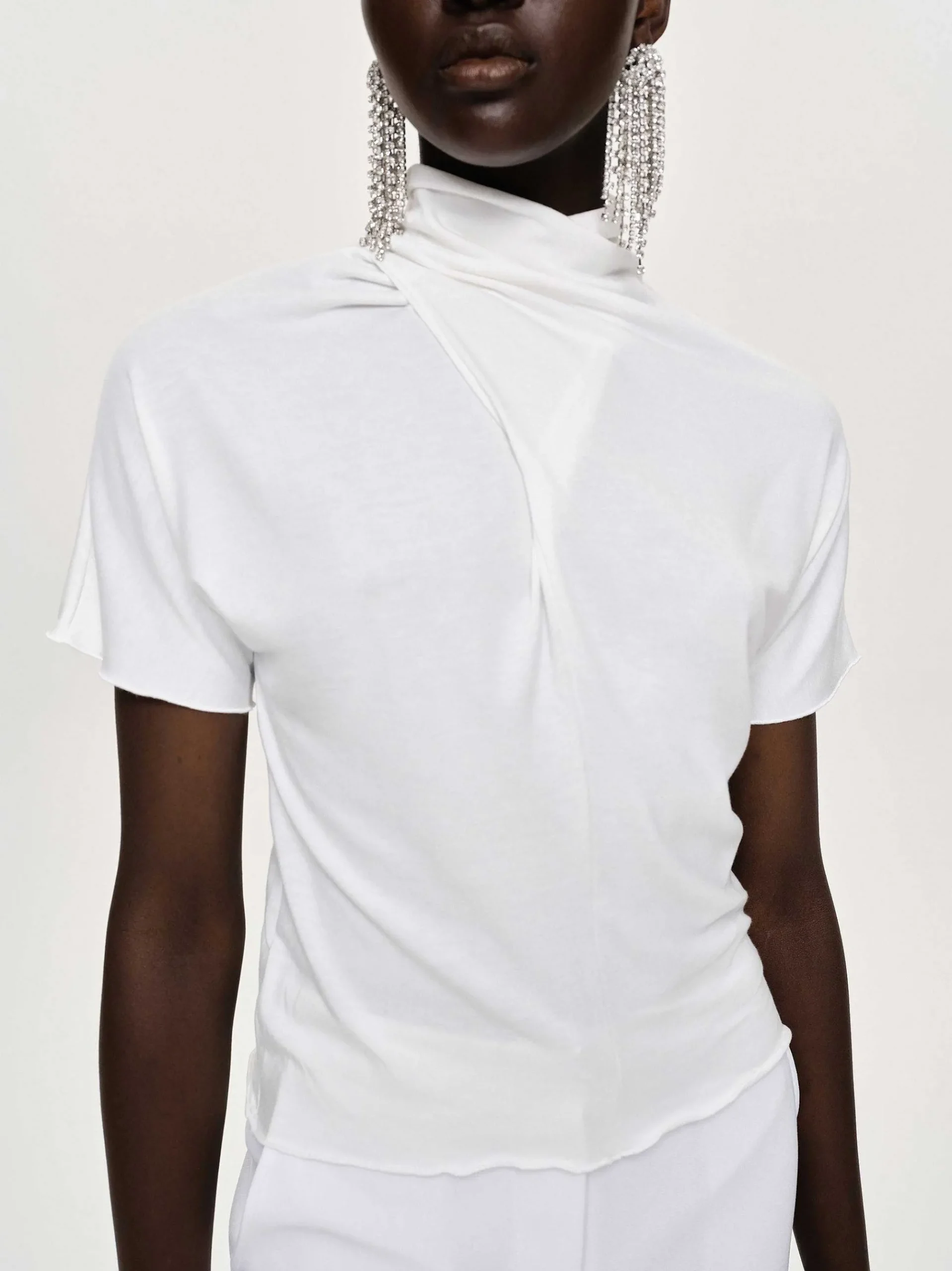 Source Unknown Hauts-T-Shirt A Col Croise Daye, Blanc
