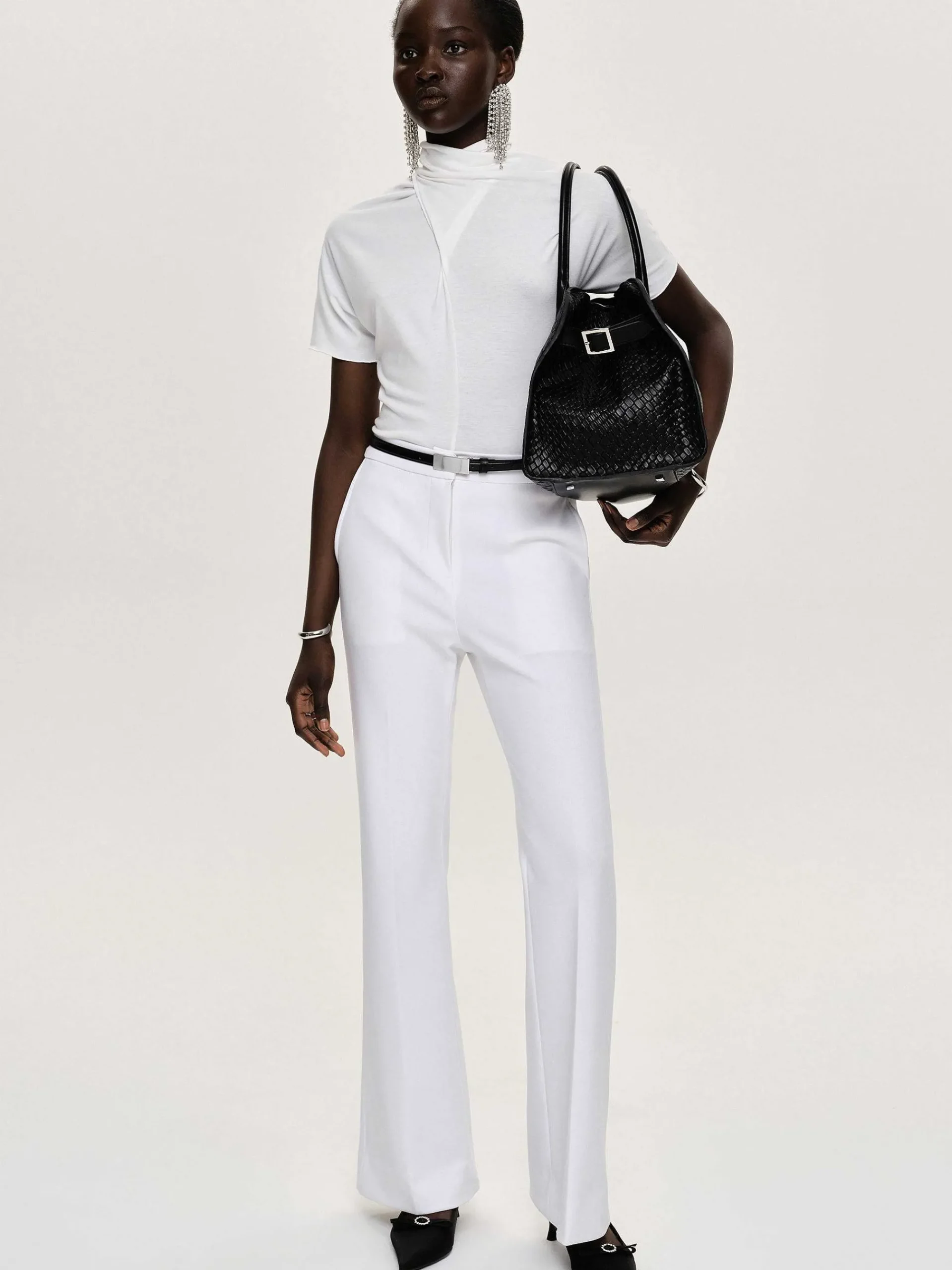 Source Unknown Vêtements-T-Shirt A Col Croise Daye, Blanc